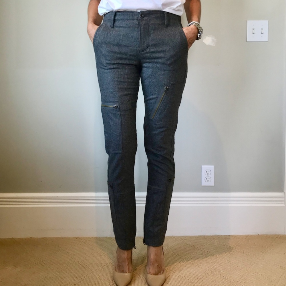Ralph Lauren Grey Flannel Pants with Zippers